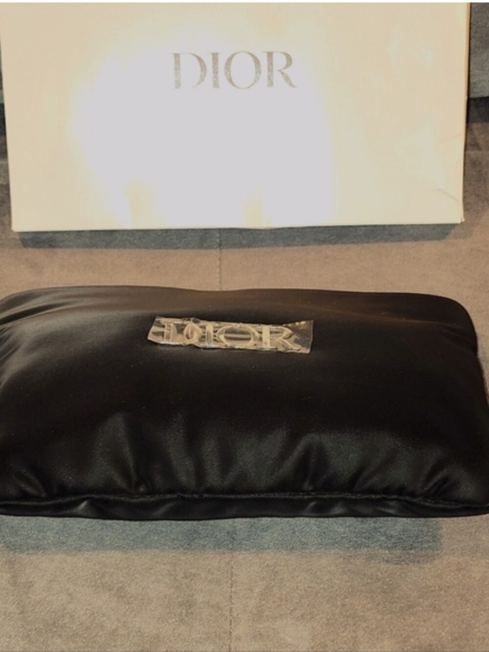 Dior NIB! Black Satin Cosmetic Case with Logo Plaque - Picture 2 of 10